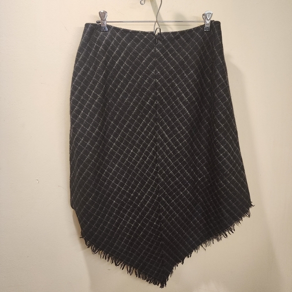 RAFAELLA Black and Gray wool blended asymetrical midi Skirt size 12 - Picture 4 of 8